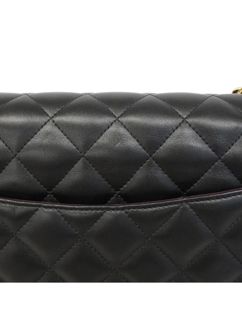 Chanel Shoulder Bag Maxi Quilted Lambskin Black Gold